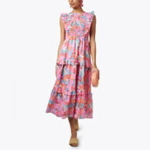 Banjanan Iris smocked midi dress, floral print, size small